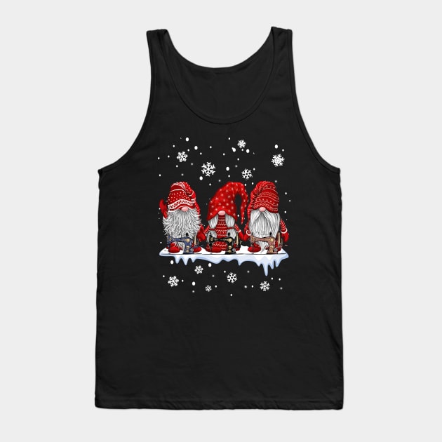 Gnomes Sewing And Quilting Christmas Tank Top by Jenna Lyannion